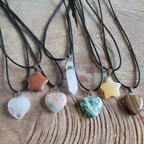 handcrafted Jewelry - Multi-Stone Pendant Necklace Set Of 7.